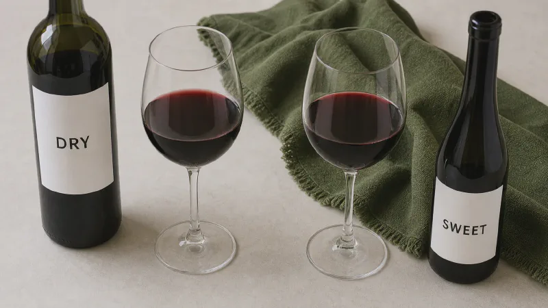 Glass of red wine: lower- and higher-calorie Calk versions side by side