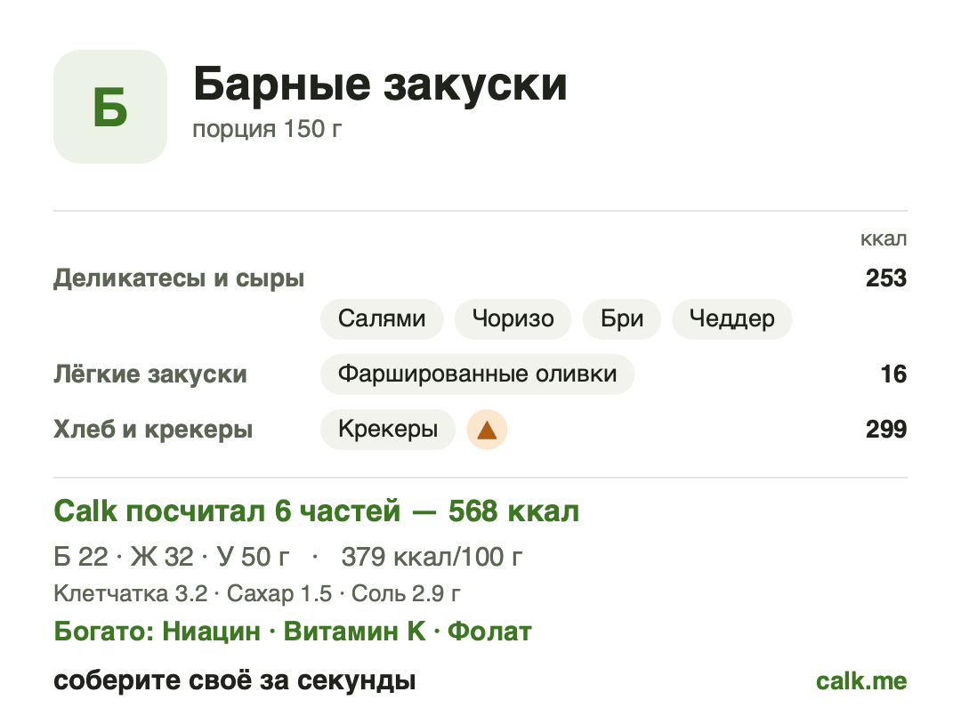 Шаблон Calk Бар для напитков и общих закусок