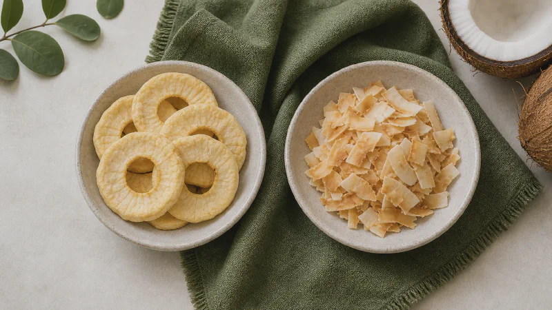 Dried fruit handful: lower- and higher-calorie Calk versions side by side