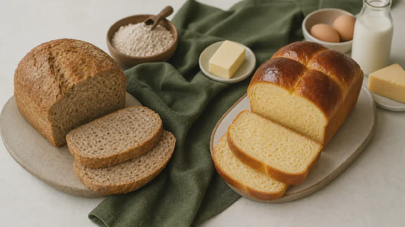 Homemade bread: lower- and higher-calorie Calk versions side by side