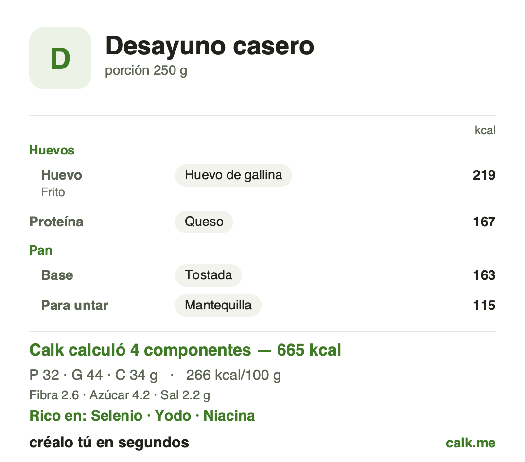 Plantilla Desayuno casero de Calk