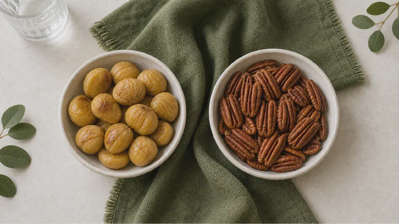 Handful of nuts: lower- and higher-calorie Calk versions side by side