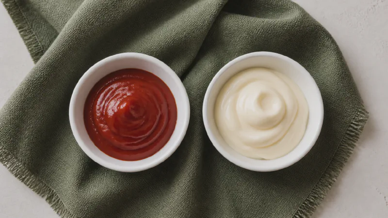 Dipping sauce: lower- and higher-calorie Calk versions side by side