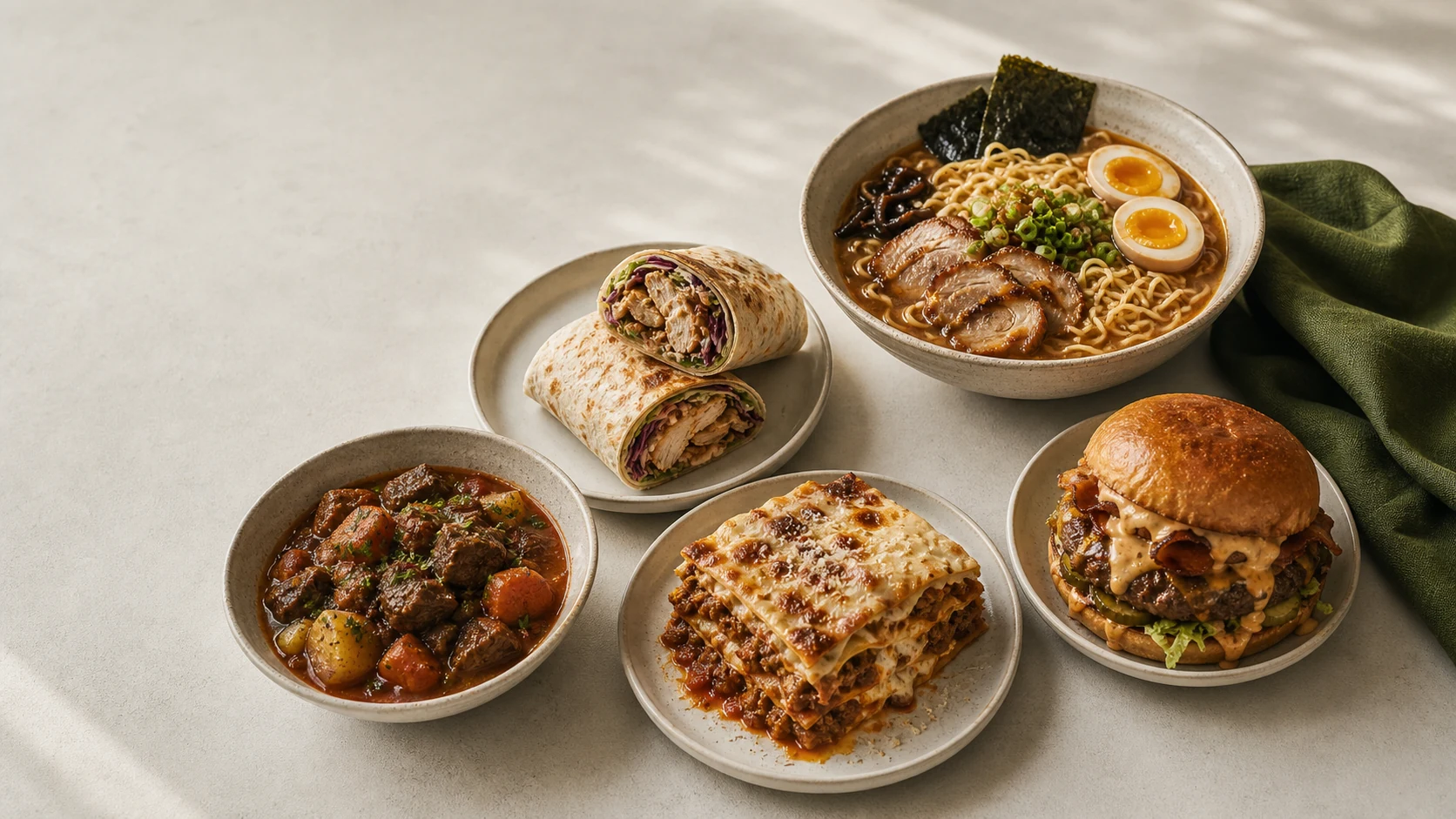 A plate of real mixed food that you can't break down into grams on a kitchen scale
